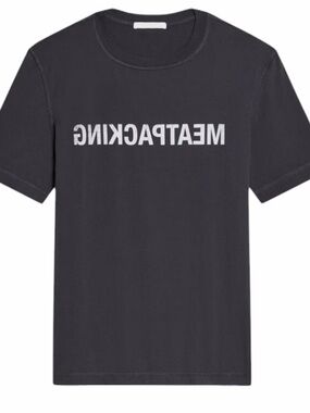 Helmut Lang MEATPACKING TEE Ash Black Logo SS Shirt Limited NWT MSRP $225 S